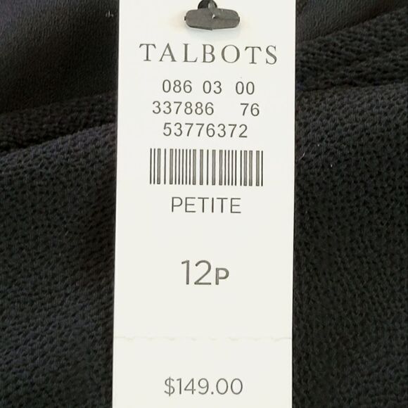 Talbots Black V-neck Cascading Wrap Lined Dress Size 12P - Picture 9 of 10